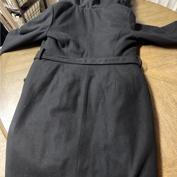 Restyle Black Hooded Coat with Faux Fur Trim - Picture 3 of 4